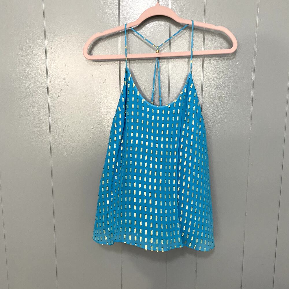 Lilly Pulitzer Ariel Blue Gold Maisy Silk Blend Racerback Camisole Top S